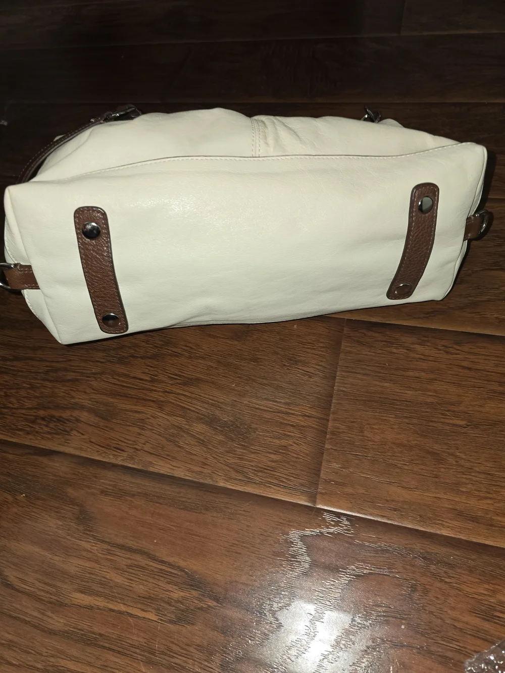 Coach Two-Tone Cream and Brown Leather Satchel